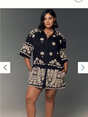 Maeve Maeve Short-Sleeve Collared Mini Shirt Dress Small